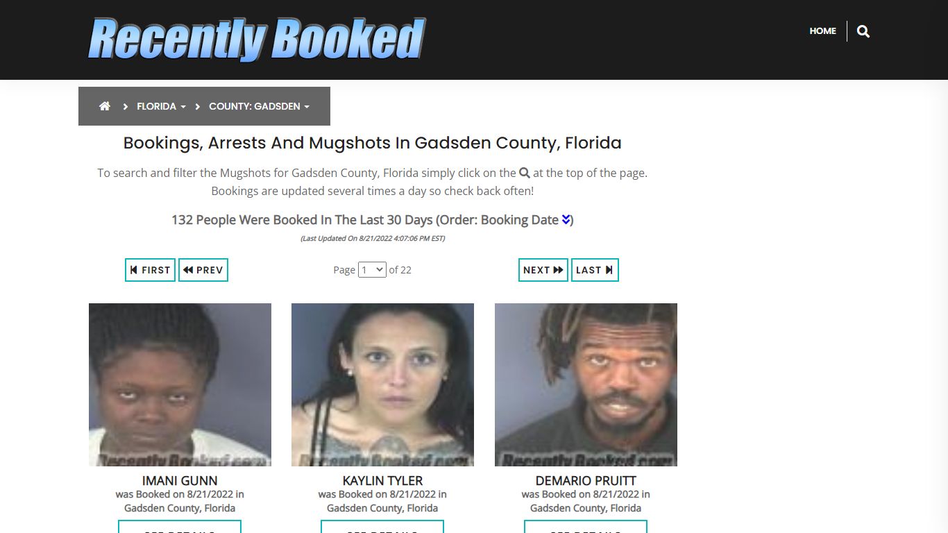 Recent bookings, Arrests, Mugshots in Gadsden County, Florida