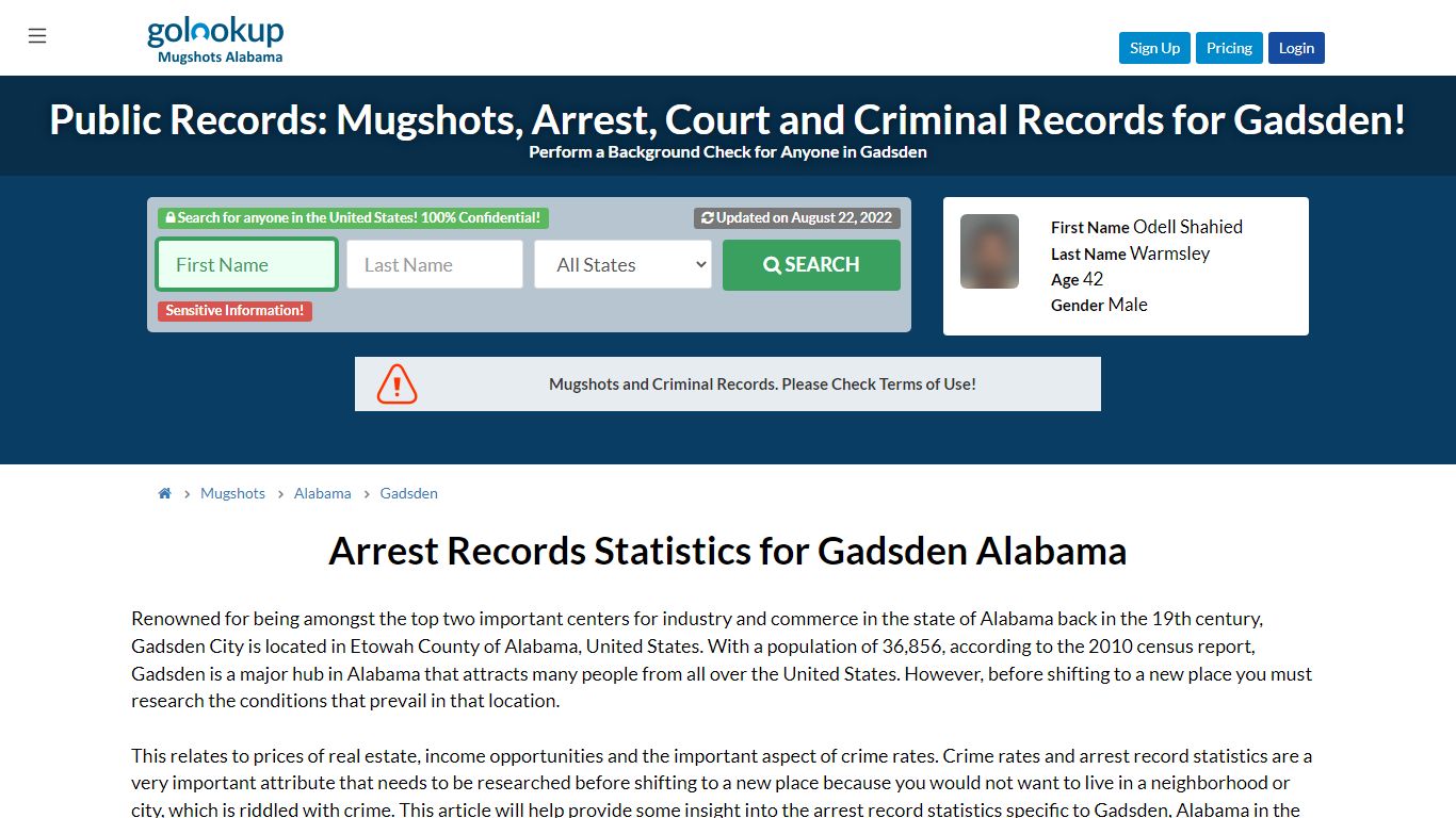 Mugshots Gadsden, Arrest Records Gadsden - GoLookUp