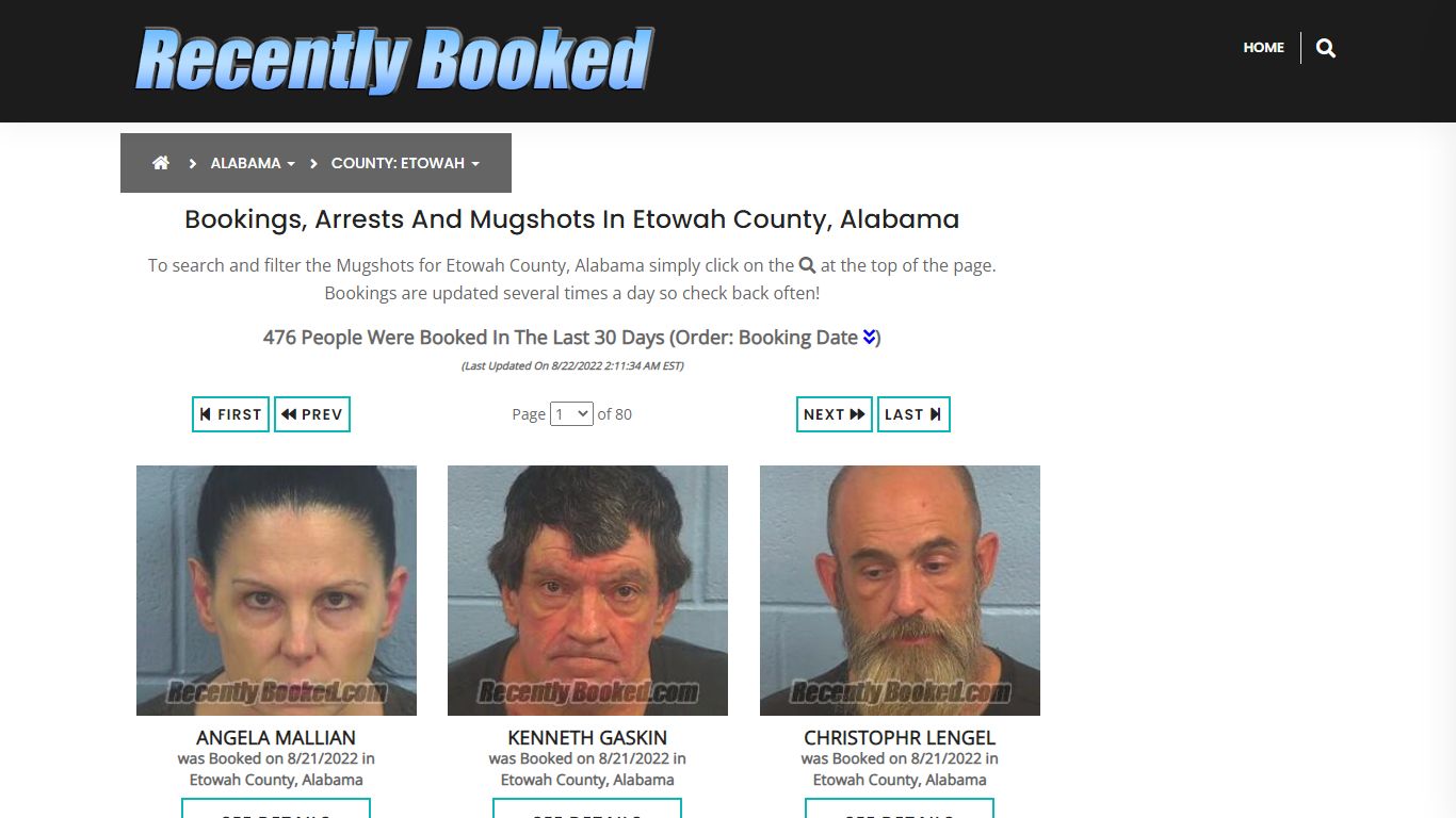 Bookings, Arrests and Mugshots in Etowah County, Alabama - Recently Booked